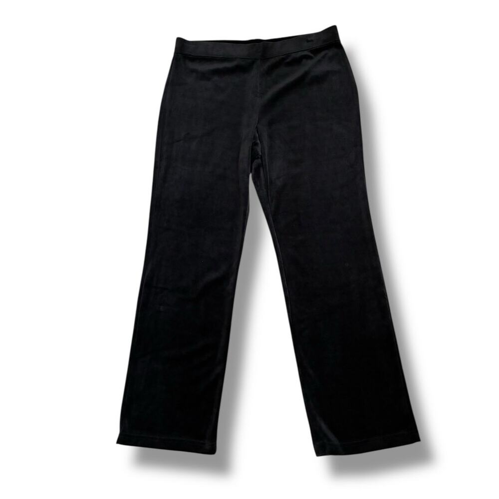 Karen Scott Sport black velour high rise straight leg pants NEW